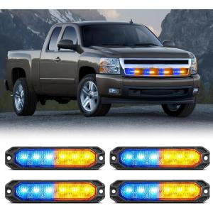 imageNilight 6LED Emergency Strobe Lights 4PCS Ultra Slim Surface Mount Hazard Caution Light bar 1224V Sync Feature Warning Flashing Light kit for Truck Car Vehicle ATV SUV UTV Purple and WhiteYellow and Blue