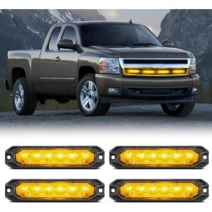 imageNilight 6LED Emergency Strobe Lights 4PCS Ultra Slim Surface Mount Hazard Caution Light bar 1224V Sync Feature Warning Flashing Light kit for Truck Car Vehicle ATV SUV UTV Purple and WhiteAmber