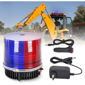 imageNilight Amber Beacon Light 12V24V Aluminum Base Flashing Safety Warning Lights Permanent ampamp Magnet Mount LED Emergency Rotating Strobe Light for Forklift Truck Tractor UTV Snow Plow 2 Years WarrantyRed Blue