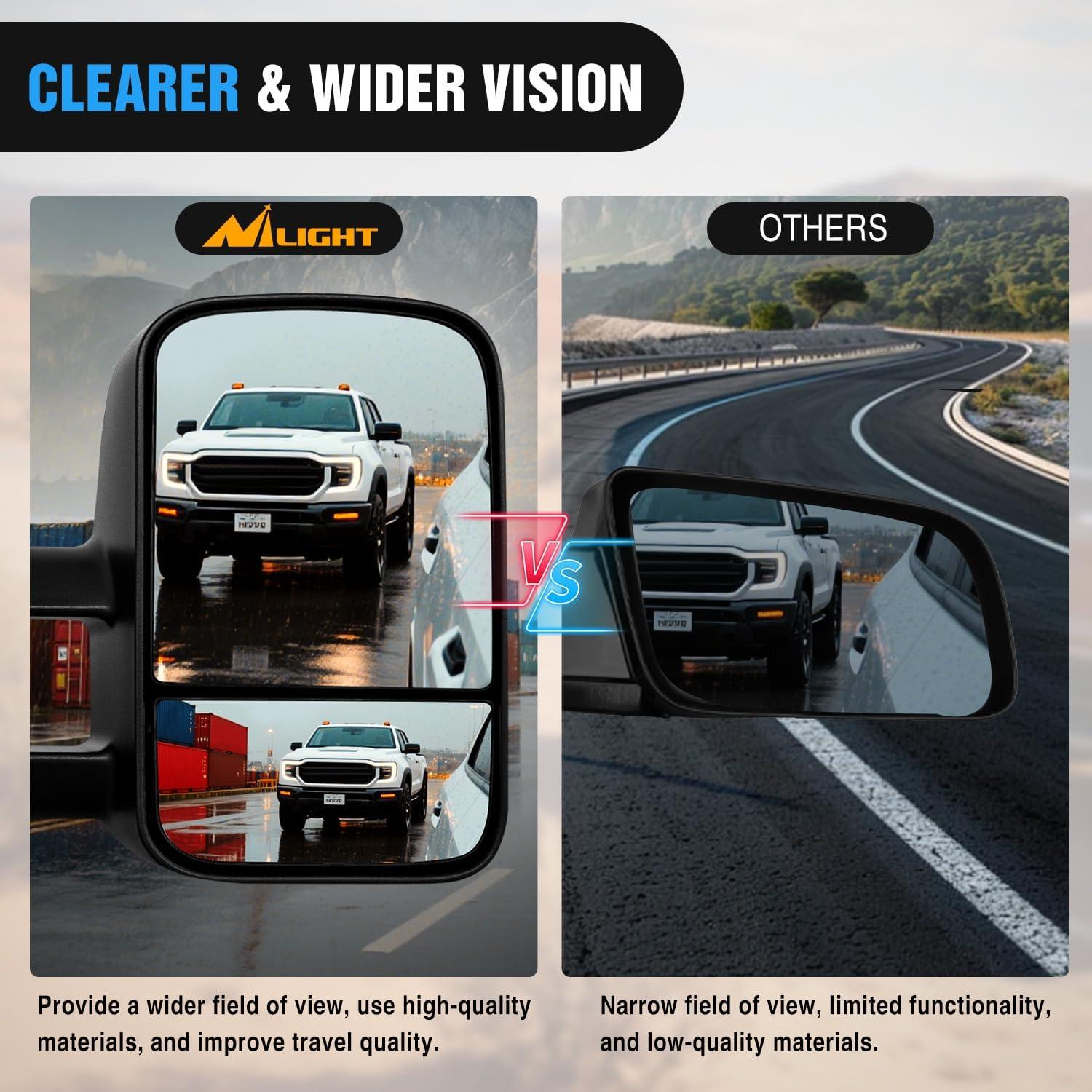 imageNilight Towing Mirrors Manual Adjusted Flat Convex Glass Telescoping Folding Compatible With 19992002 Chevy Silverado GMC Sierra 1500 2500 3500 Suburban Tahoe Avalanche Yukon