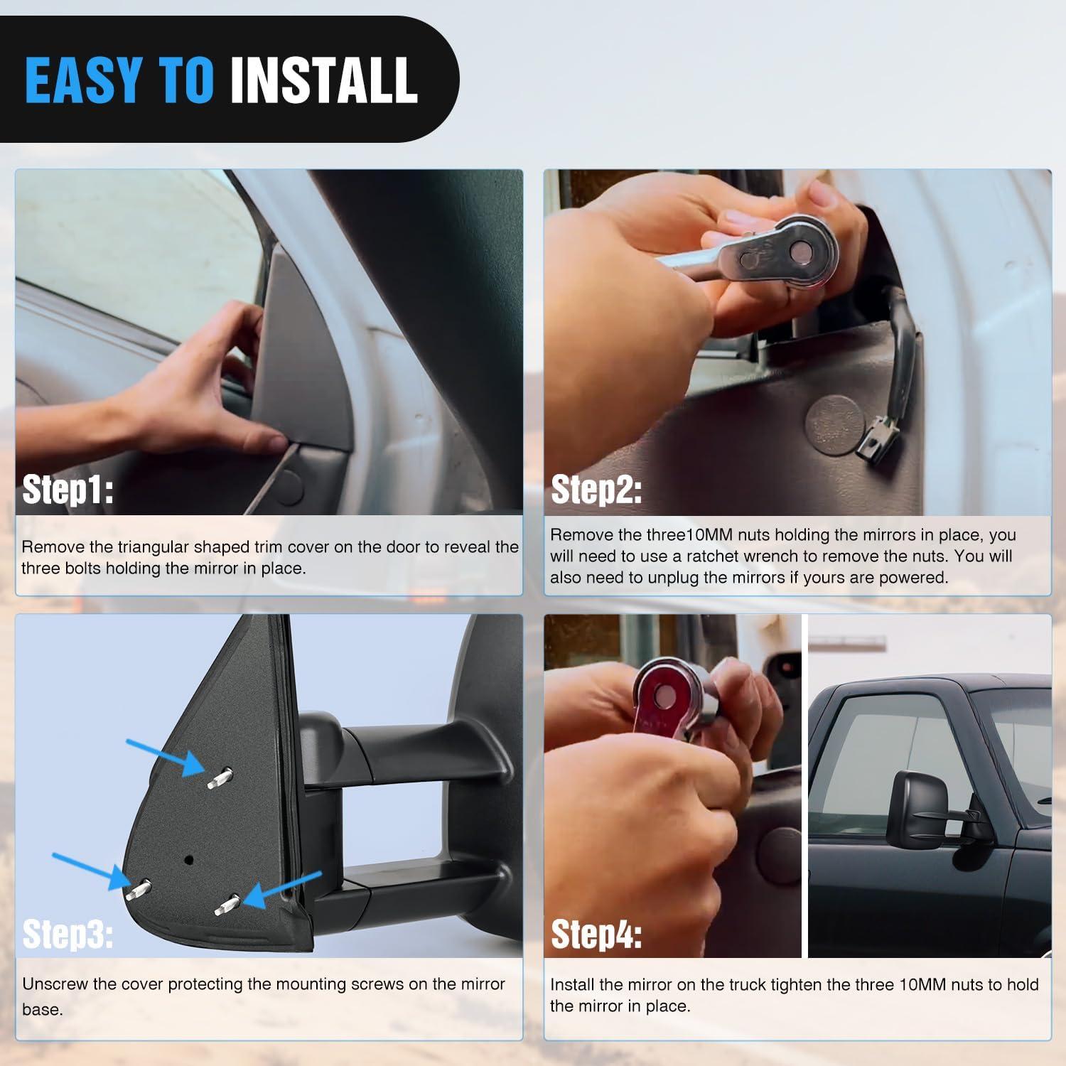 imageNilight Towing Mirrors Manual Adjusted Flat Convex Glass Telescoping Folding Compatible With 19992002 Chevy Silverado GMC Sierra 1500 2500 3500 Suburban Tahoe Avalanche Yukon