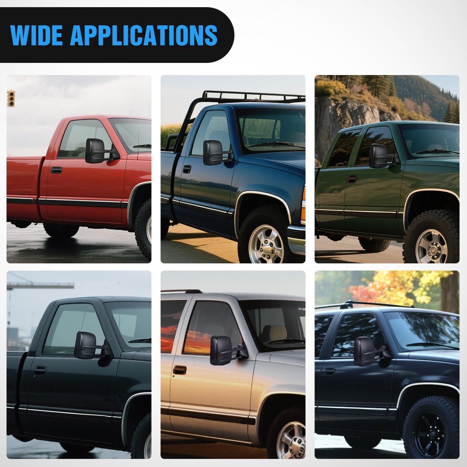 imageNilight Towing Mirrors Manual Adjusted Flat Convex Glass Telescoping Folding Compatible With 19992002 Chevy Silverado GMC Sierra 1500 2500 3500 Suburban Tahoe Avalanche Yukon