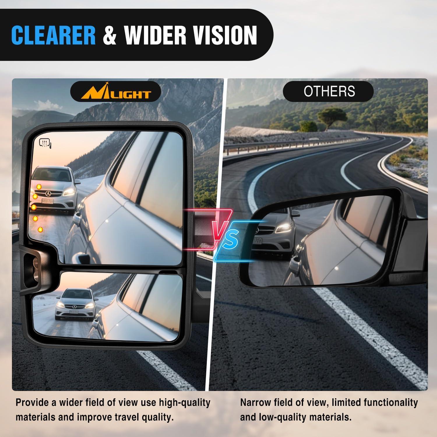 imageNilight Towing Mirrors Turn Signal Reverse Puddle Lights Power Heated Adjustable Glass Manual Telescoping Folding Compatible With 20072014 Chevy Silverado GMC Sierra Yukon XL