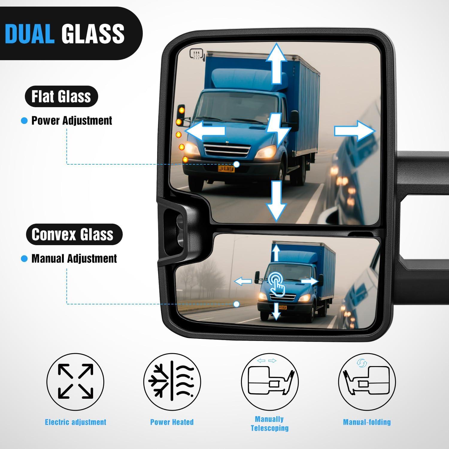 imageNilight Towing Mirrors Turn Signal Reverse Puddle Lights Power Heated Adjustable Glass Manual Telescoping Folding Compatible With 20072014 Chevy Silverado GMC Sierra Yukon XL