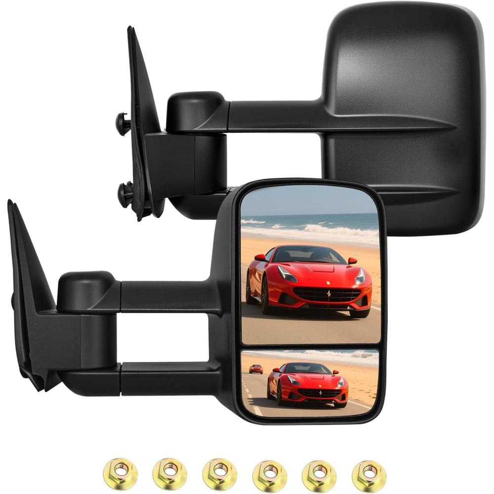 imageNilight Towing Mirrors Manual Adjusted Flat Convex Glass Telescoping Folding Compatible With 19992002 Chevy Silverado GMC Sierra 1500 2500 3500 Suburban Tahoe Avalanche Yukon