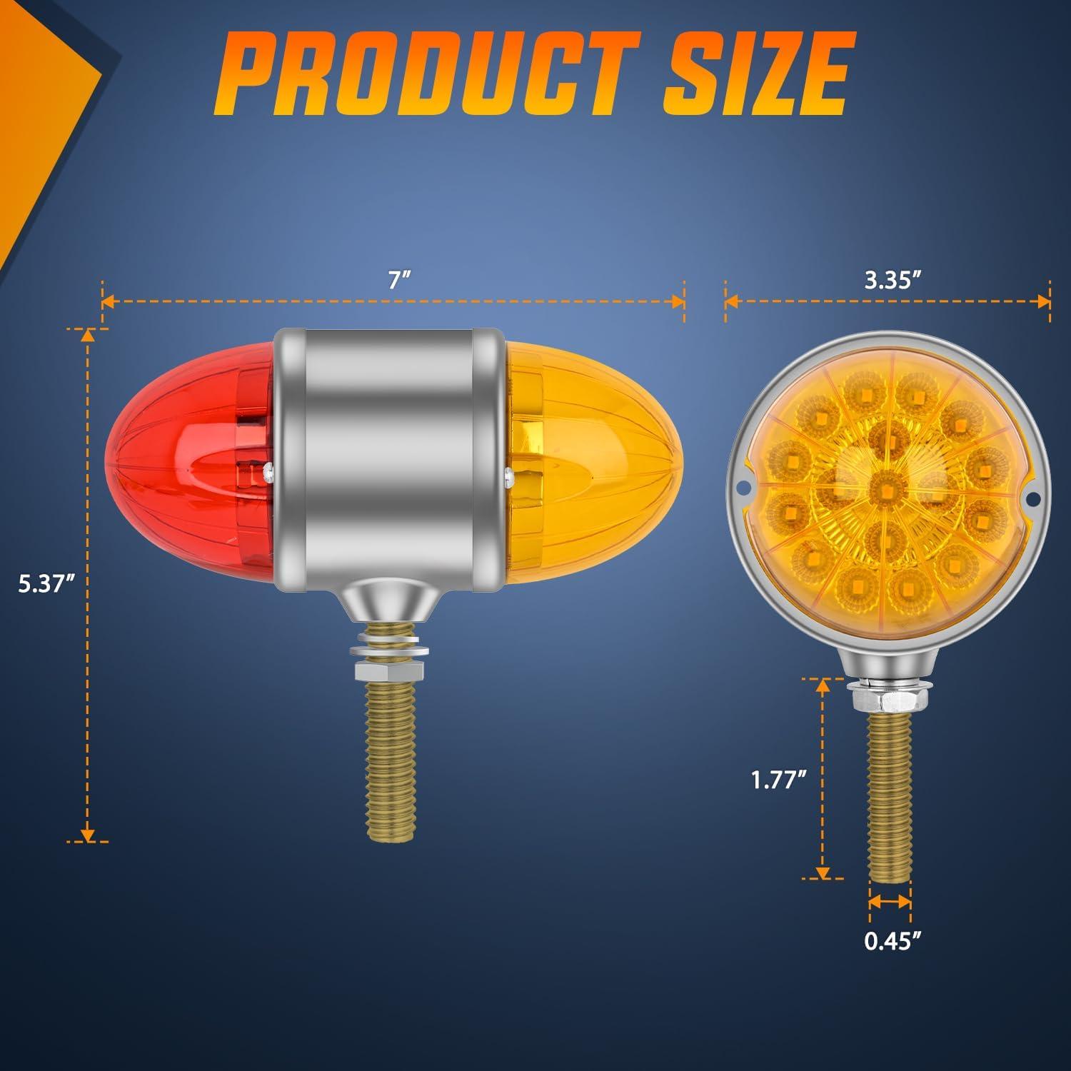 imageNilight 34 LED Dual Face Watermelon Light 2PCS Amber and Red Clear Lens Auxiliary Side Marker Clearance Turn signal Brake Pedestal Lights IP68 Waterproof for Trailer Semi Trucks Pickup Camper RVAmber Red