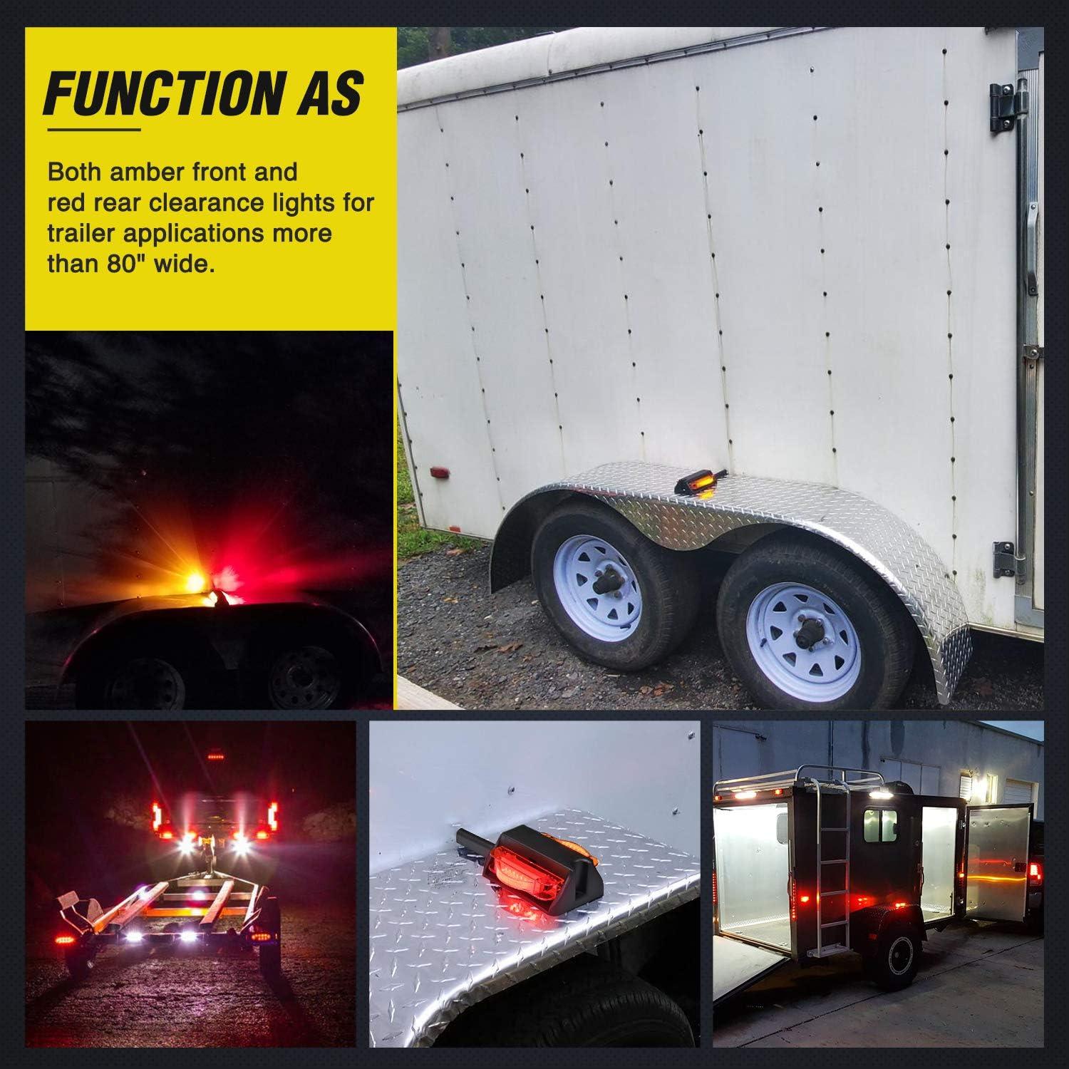 imageNilight Square Double Face Fender Pedestal Light 2PCS 52LED Amber Red Brake Turn Marker Tail Lights w 3 Studs Mount for Mack Kenworth Freightliner Truck Towing Trailer2Pcs Round Fender Light