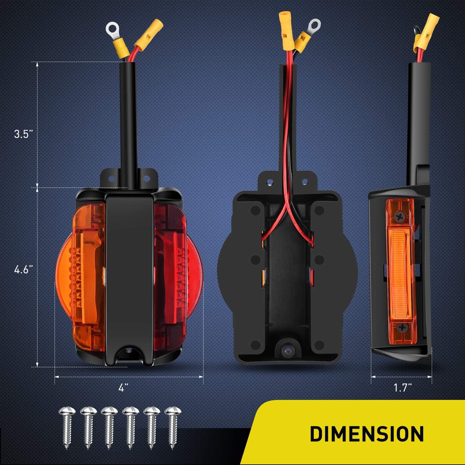 imageNilight Square Double Face Fender Pedestal Light 2PCS 52LED Amber Red Brake Turn Marker Tail Lights w 3 Studs Mount for Mack Kenworth Freightliner Truck Towing Trailer2Pcs Round Fender Light