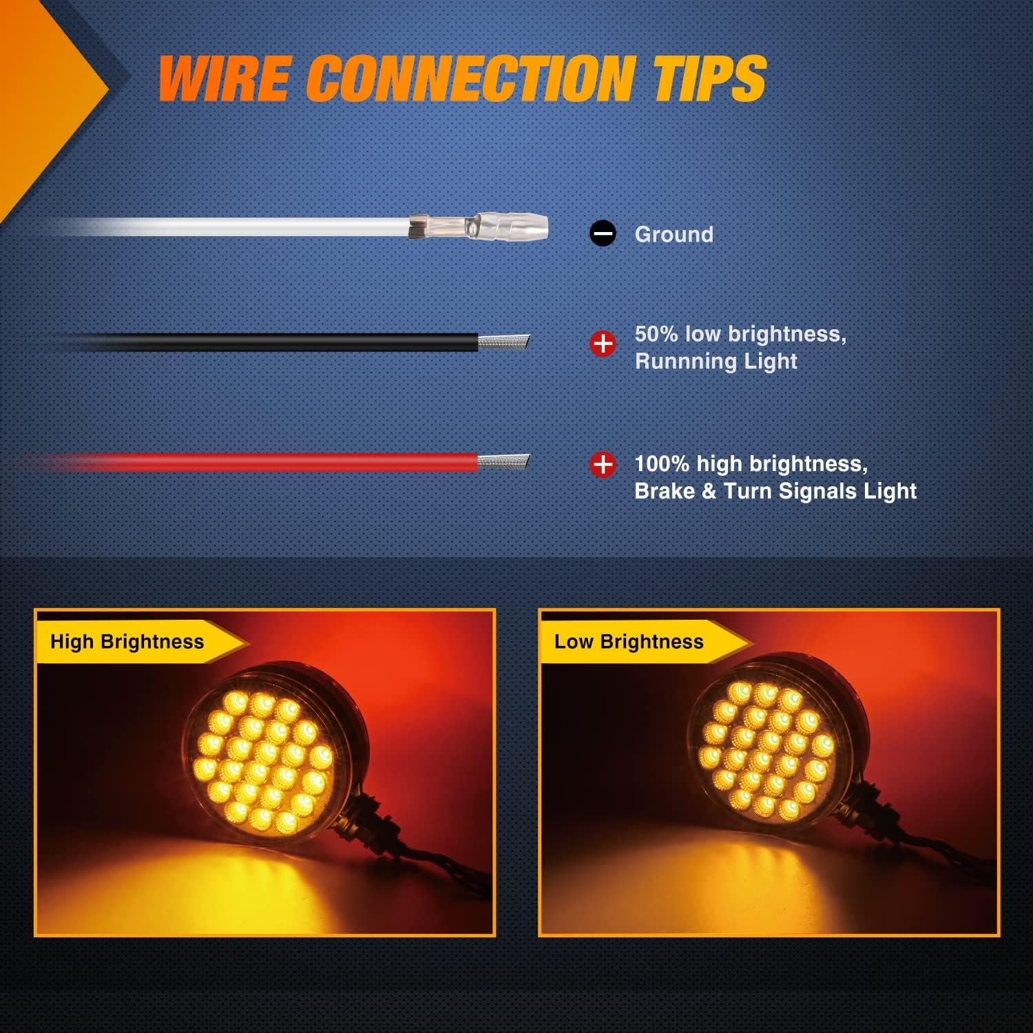 imageNilight Square Double Face Fender Pedestal Light 2PCS 52LED Amber Red Brake Turn Marker Tail Lights w 3 Studs Mount for Mack Kenworth Freightliner Truck Towing Trailer2Pcs Trailer Fender Lights