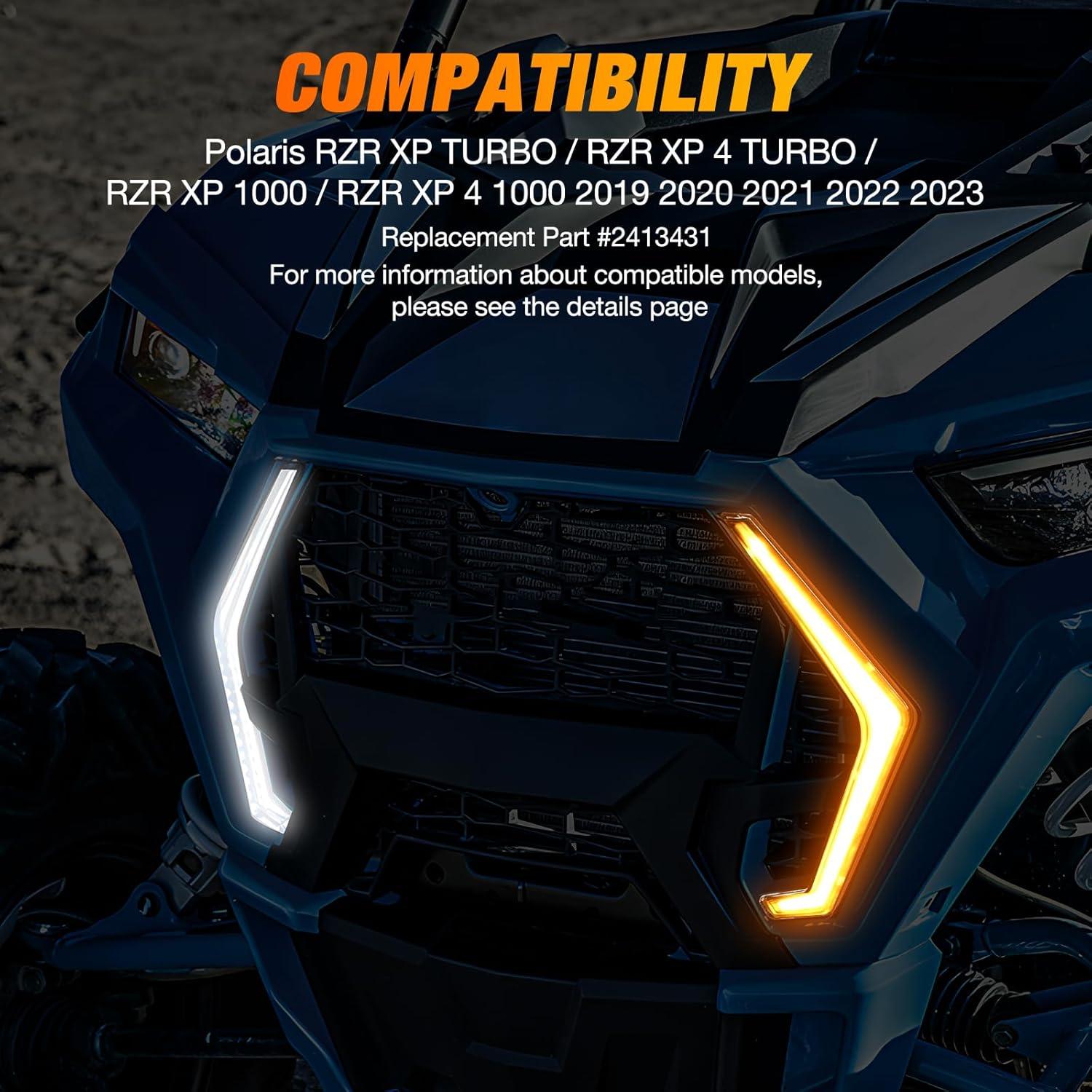 imageNilight Turn Signal Fang Lights LED Accent Street Legal Front Signature Light Compatible with Polaris RZR XP 1000 Turbo Accessories 2019 2020 2021 2022 2023Turn Signal Lights