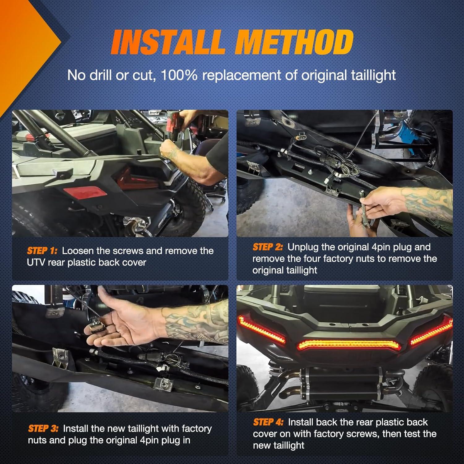 imageNilight Turn Signal Fang Lights LED Accent Street Legal Front Signature Light Compatible with Polaris RZR XP 1000 Turbo Accessories 2019 2020 2021 2022 2023Center Tail LightRed Housing