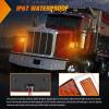 imageNilight Square Double Face Fender Pedestal Light 2PCS 52LED Amber Red Brake Turn Marker Tail Lights w 3 Studs Mount for Mack Kenworth Freightliner Truck Towing Trailer2Pcs Square Fender Light