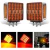 imageNilight Square Double Face Fender Pedestal Light 2PCS 52LED Amber Red Brake Turn Marker Tail Lights w 3 Studs Mount for Mack Kenworth Freightliner Truck Towing Trailer2Pcs Square Fender Light