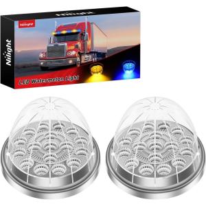imageNilight 34 LED Dual Face Watermelon Light 2PCS Amber and Red Clear Lens Auxiliary Side Marker Clearance Turn signal Brake Pedestal Lights IP68 Waterproof for Trailer Semi Trucks Pickup Camper RVAmber Blue