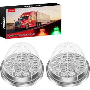 imageNilight 34 LED Dual Face Watermelon Light 2PCS Amber and Red Clear Lens Auxiliary Side Marker Clearance Turn signal Brake Pedestal Lights IP68 Waterproof for Trailer Semi Trucks Pickup Camper RVRed Green