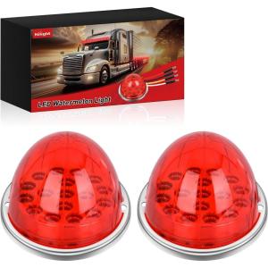 imageNilight 34 LED Dual Face Watermelon Light 2PCS Amber and Red Clear Lens Auxiliary Side Marker Clearance Turn signal Brake Pedestal Lights IP68 Waterproof for Trailer Semi Trucks Pickup Camper RVRed