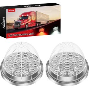 imageNilight 34 LED Dual Face Watermelon Light 2PCS Amber and Red Clear Lens Auxiliary Side Marker Clearance Turn signal Brake Pedestal Lights IP68 Waterproof for Trailer Semi Trucks Pickup Camper RVRed White