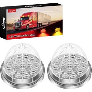 imageNilight 34 LED Dual Face Watermelon Light 2PCS Amber and Red Clear Lens Auxiliary Side Marker Clearance Turn signal Brake Pedestal Lights IP68 Waterproof for Trailer Semi Trucks Pickup Camper RVRed Amber