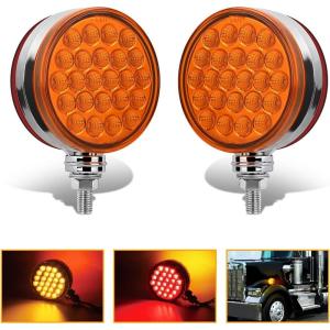 imageNilight Square Double Face Fender Pedestal Light 2PCS 52LED Amber Red Brake Turn Marker Tail Lights w 3 Studs Mount for Mack Kenworth Freightliner Truck Towing Trailer2Pcs Trailer Fender Lights