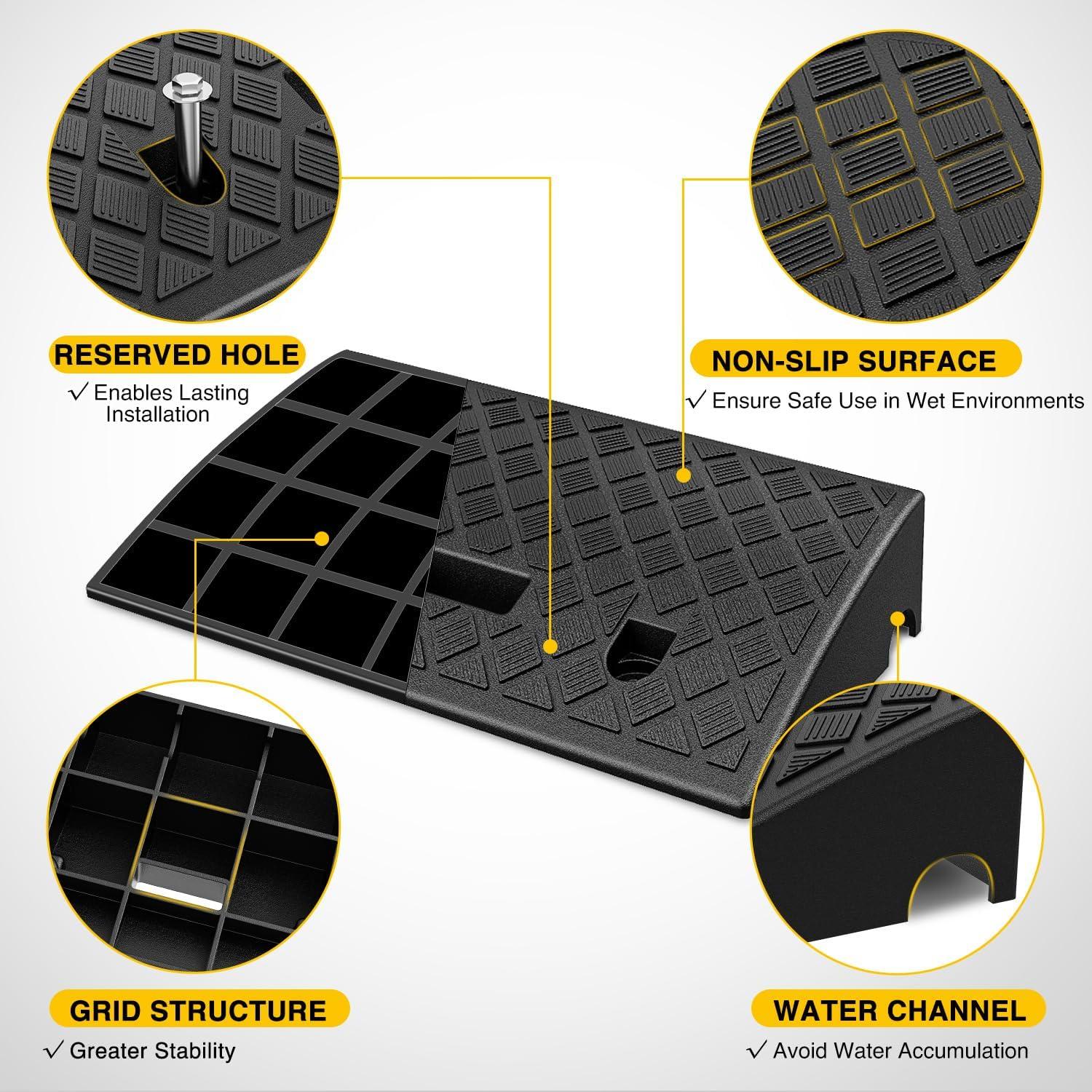 imageNilight Plastic Curb Ramps 42quot Rise Portable Lightweight Heavy Duty Threshold Ramp for Driveway Lawn Mower Scooter Bike Motorcycle Wheelchair 2 Pack