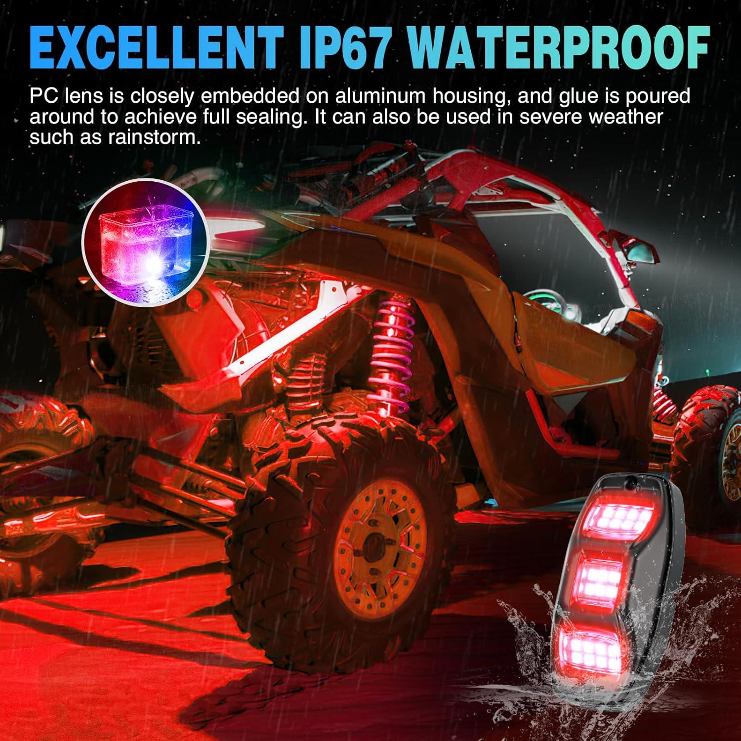 imageNilight RGBW LED Rock Lights Kit 10 Pods 22LED Wide Angle Remote ampamp Bluetooth App Dual Control with Music Modes Multicolor Underglow Neon Wheel Well Light Fit for ATV UTV SUV Offroad Truck RZR Boat