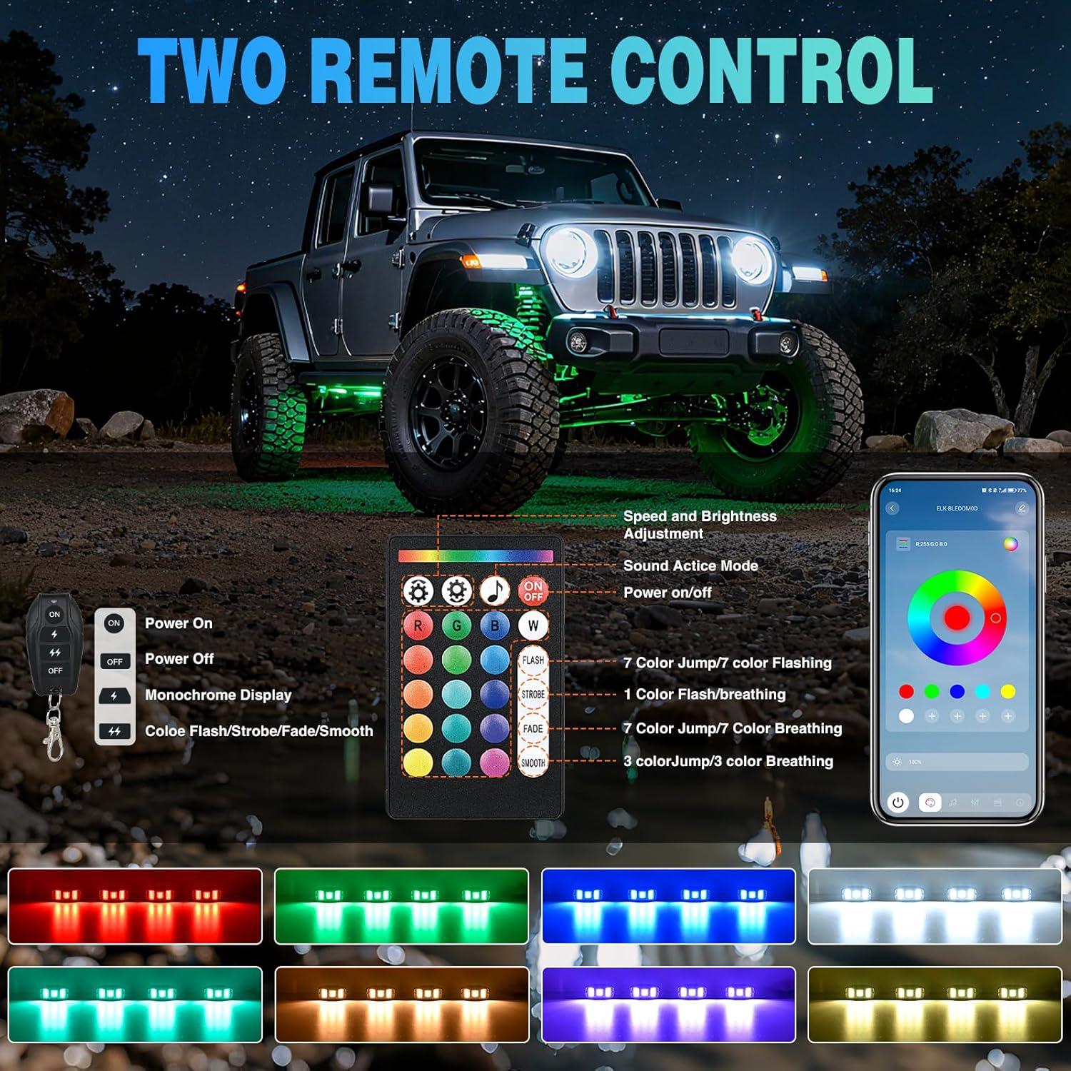 imageNilight RGBW LED Rock Lights Kit 6 Pods 22LED Wide Angle Remote ampamp Bluetooth App Dual Control with Music Modes Multicolor Underglow Neon Wheel Well Light Fit for ATV UTV SUV Offroad Truck RZR Boat
