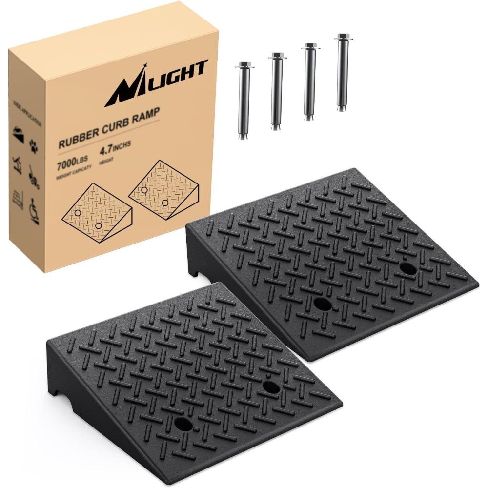 imageNilight Rubber Curb Ramps 39 inches Rise Height Heavy Duty Rubber Threshold Ramp Portable Driveway Ramps for Cars Wheelchairs Scooter Lawn Mower 7000lbs Load Capacity 2 Pack47 Rise