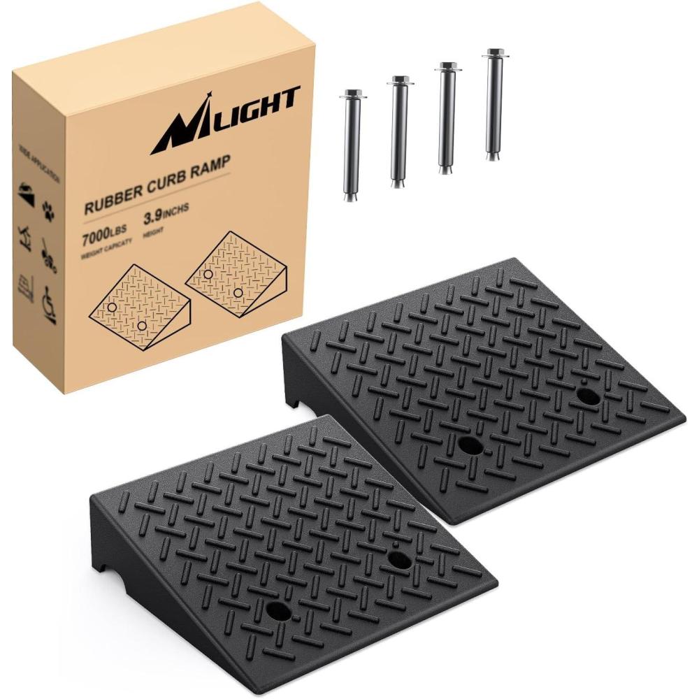 imageNilight Rubber Curb Ramps 39 inches Rise Height Heavy Duty Rubber Threshold Ramp Portable Driveway Ramps for Cars Wheelchairs Scooter Lawn Mower 7000lbs Load Capacity 2 Pack39 Rise