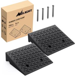 imageNilight Rubber Curb Ramps 39 inches Rise Height Heavy Duty Rubber Threshold Ramp Portable Driveway Ramps for Cars Wheelchairs Scooter Lawn Mower 7000lbs Load Capacity 2 Pack5 Rise