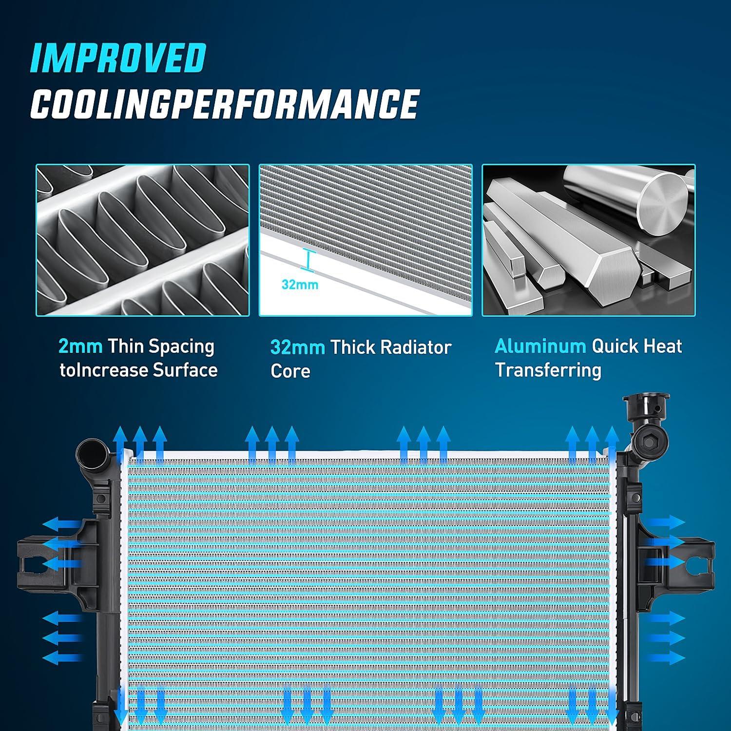 imageNilight Radiator for Jeep Liberty 37L 2002 2003 2004 2005 2006 Engine Coolant Radiator with Oil Cooler Automatic Transmission Replace 52080120AB CU2481 2481Jeep Grand Cherokee 20052010