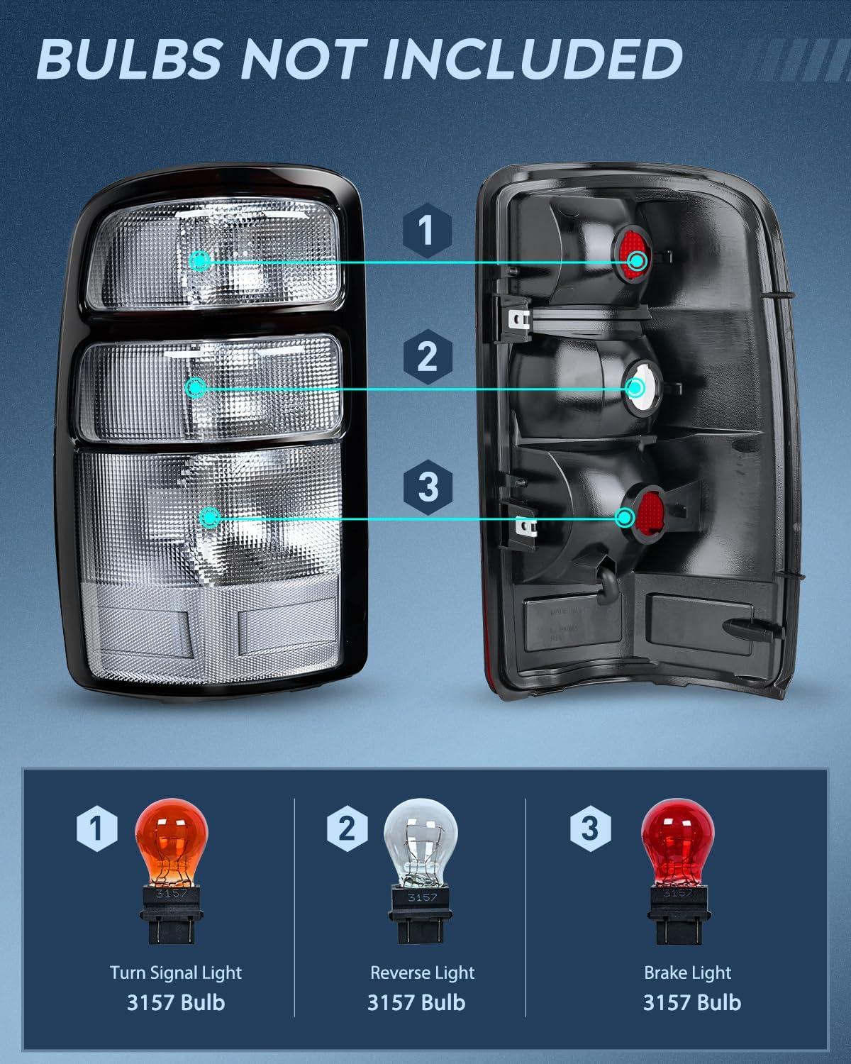 imageNilight Taillight Assembly Compatible with 2000 2001 2002 2003 2004 2005 2006 Chevy Tahoe Suburban GMC Yukon Tail Light OE Style Rear Lamp Replacement Driver and Passenger SideClear