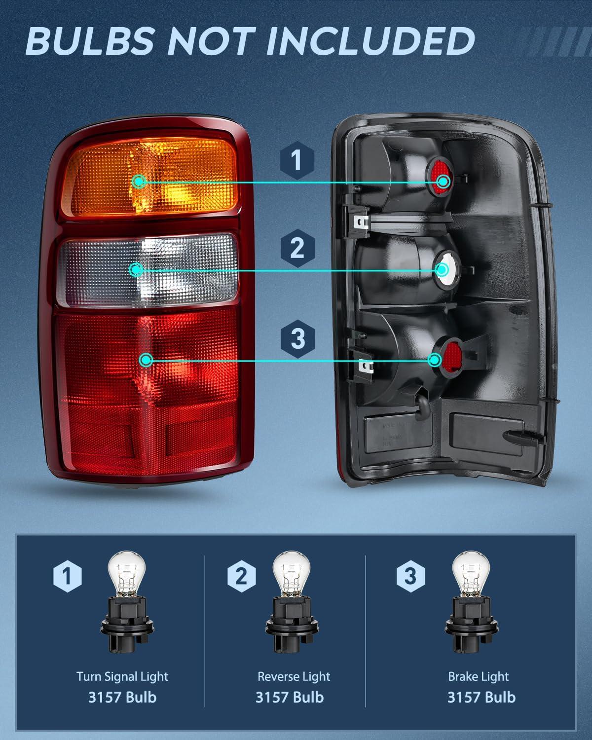 imageNilight Taillight Assembly Compatible with 2000 2001 2002 2003 2004 2005 2006 Chevy Tahoe Suburban GMC Yukon Tail Light OE Style Rear Lamp Replacement Driver and Passenger SideRedRed Border