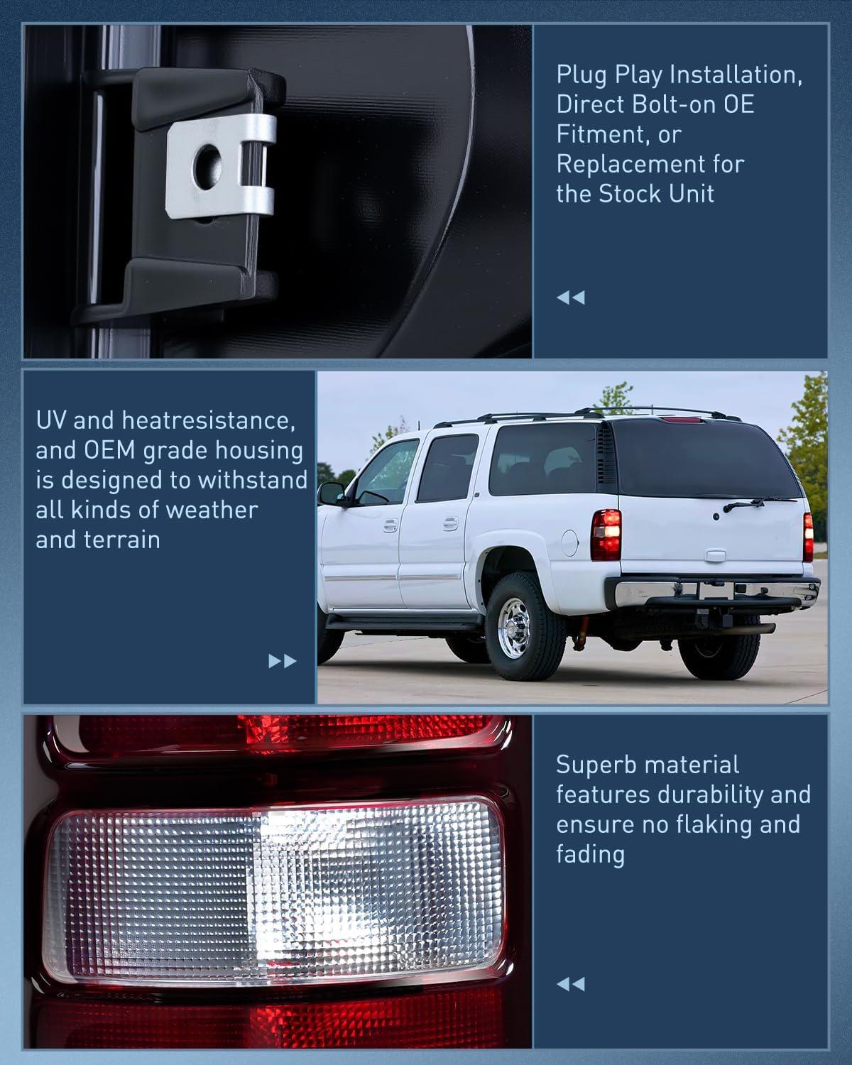 imageNilight Taillight Assembly Compatible with 2000 2001 2002 2003 2004 2005 2006 Chevy Tahoe Suburban GMC Yukon Tail Light OE Style Rear Lamp Replacement Driver and Passenger SideDark Red