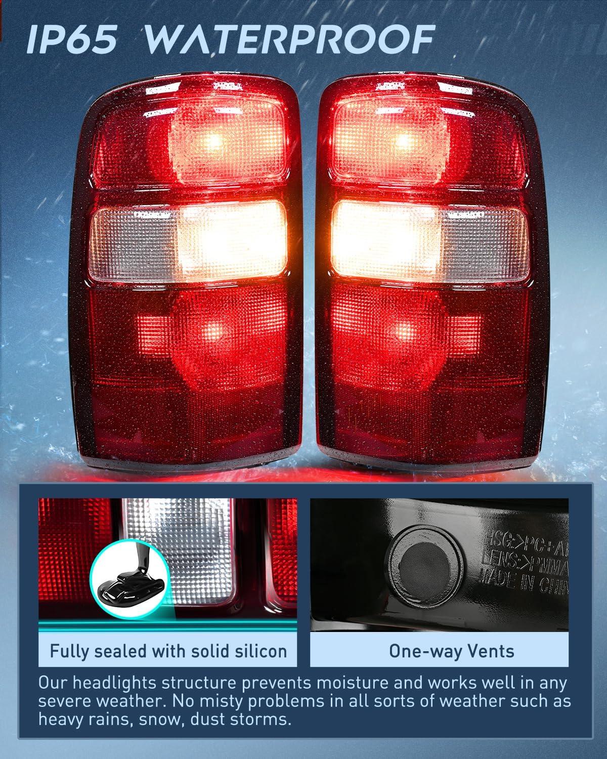 imageNilight Taillight Assembly Compatible with 2000 2001 2002 2003 2004 2005 2006 Chevy Tahoe Suburban GMC Yukon Tail Light OE Style Rear Lamp Replacement Driver and Passenger SideDark Red