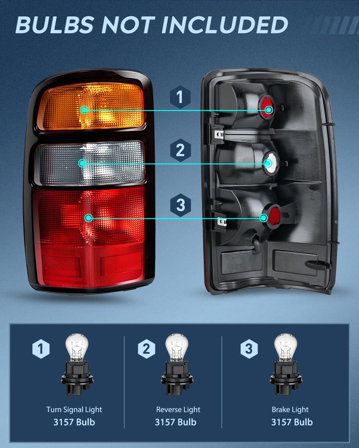 imageNilight Taillight Assembly Compatible with 2000 2001 2002 2003 2004 2005 2006 Chevy Tahoe Suburban GMC Yukon Tail Light OE Style Rear Lamp Replacement Driver and Passenger SideBlackBlack Border