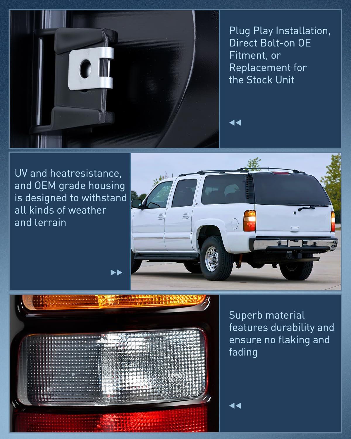 imageNilight Taillight Assembly Compatible with 2000 2001 2002 2003 2004 2005 2006 Chevy Tahoe Suburban GMC Yukon Tail Light OE Style Rear Lamp Replacement Driver and Passenger SideBlackBlack Border