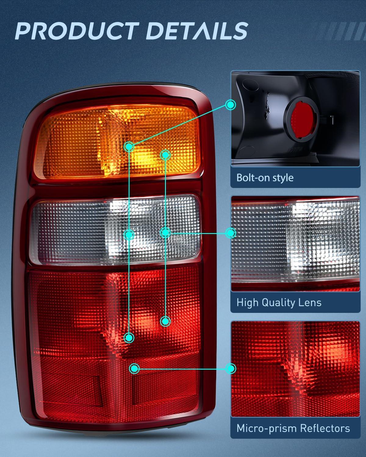 imageNilight Taillight Assembly Compatible with 2000 2001 2002 2003 2004 2005 2006 Chevy Tahoe Suburban GMC Yukon Tail Light OE Style Rear Lamp Replacement Driver and Passenger SideRedRed Border