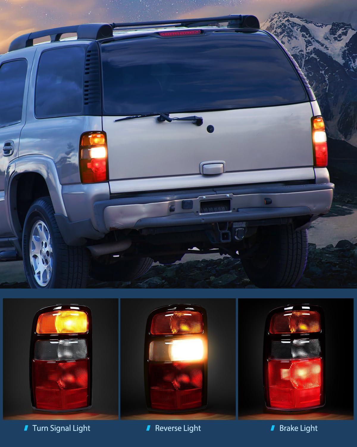 imageNilight Taillight Assembly Compatible with 2000 2001 2002 2003 2004 2005 2006 Chevy Tahoe Suburban GMC Yukon Tail Light OE Style Rear Lamp Replacement Driver and Passenger SideBlackBlack Border