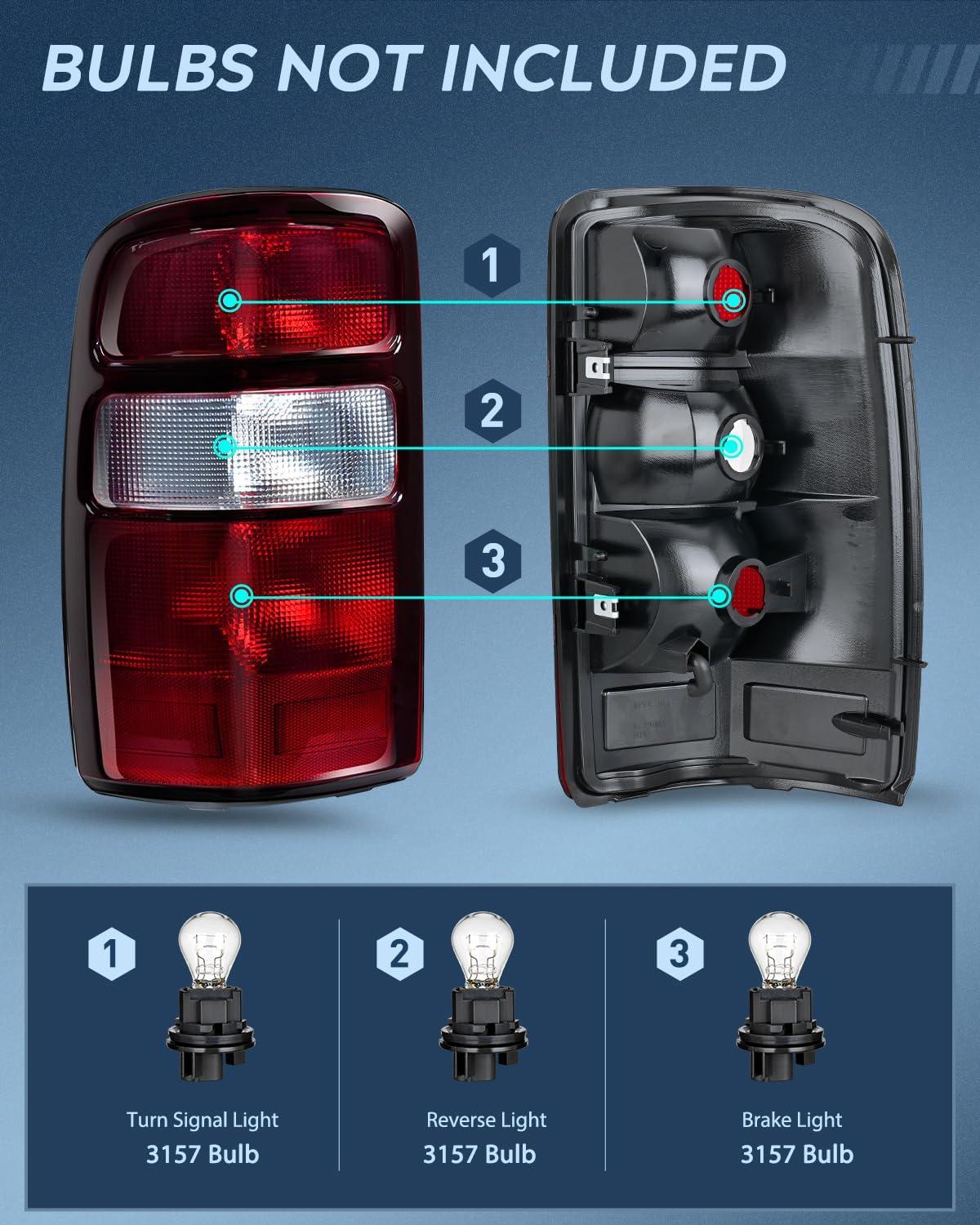 imageNilight Taillight Assembly Compatible with 2000 2001 2002 2003 2004 2005 2006 Chevy Tahoe Suburban GMC Yukon Tail Light OE Style Rear Lamp Replacement Driver and Passenger SideDark Red