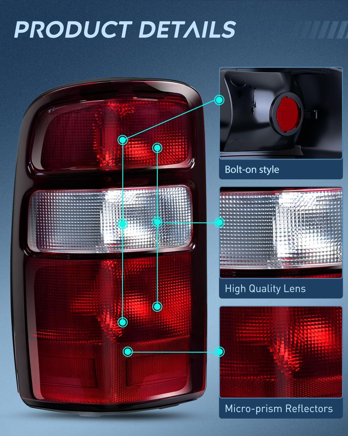 imageNilight Taillight Assembly Compatible with 2000 2001 2002 2003 2004 2005 2006 Chevy Tahoe Suburban GMC Yukon Tail Light OE Style Rear Lamp Replacement Driver and Passenger SideDark Red