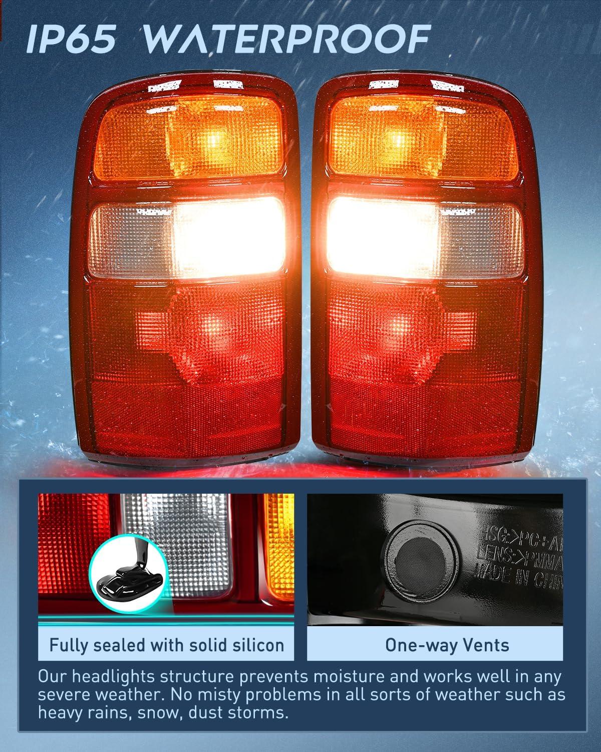 imageNilight Taillight Assembly Compatible with 2000 2001 2002 2003 2004 2005 2006 Chevy Tahoe Suburban GMC Yukon Tail Light OE Style Rear Lamp Replacement Driver and Passenger SideRedRed Border