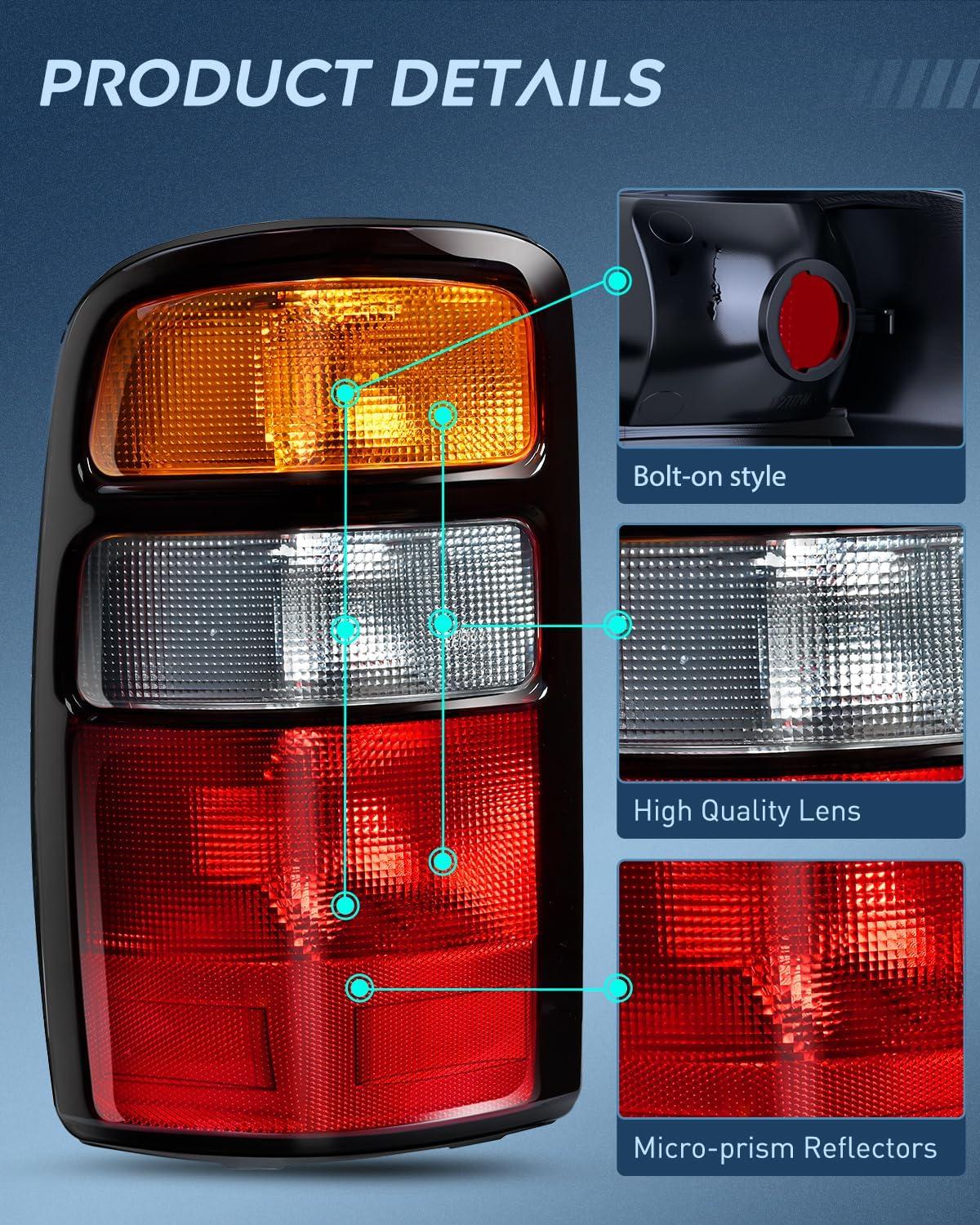 imageNilight Taillight Assembly Compatible with 2000 2001 2002 2003 2004 2005 2006 Chevy Tahoe Suburban GMC Yukon Tail Light OE Style Rear Lamp Replacement Driver and Passenger SideBlackBlack Border