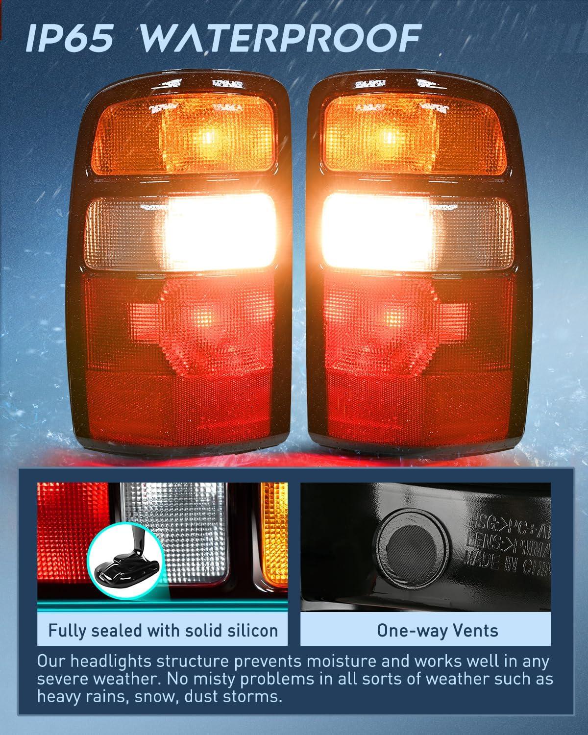 imageNilight Taillight Assembly Compatible with 2000 2001 2002 2003 2004 2005 2006 Chevy Tahoe Suburban GMC Yukon Tail Light OE Style Rear Lamp Replacement Driver and Passenger SideBlackBlack Border