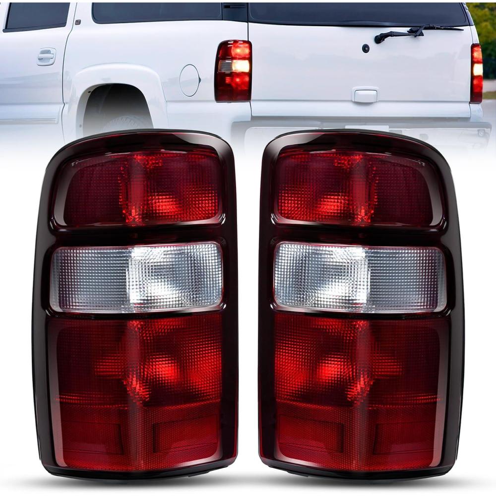 imageNilight Taillight Assembly Compatible with 2000 2001 2002 2003 2004 2005 2006 Chevy Tahoe Suburban GMC Yukon Tail Light OE Style Rear Lamp Replacement Driver and Passenger SideDark Red