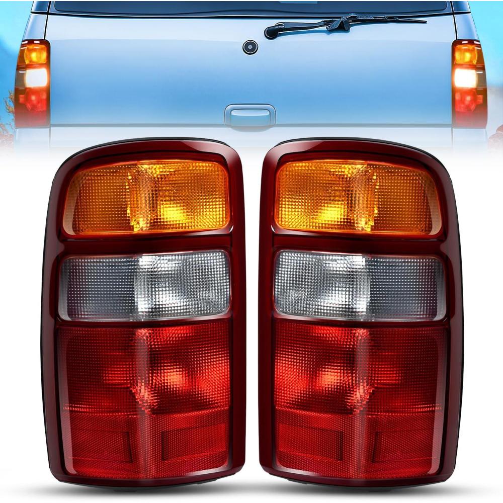 imageNilight Taillight Assembly Compatible with 2000 2001 2002 2003 2004 2005 2006 Chevy Tahoe Suburban GMC Yukon Tail Light OE Style Rear Lamp Replacement Driver and Passenger SideRedRed Border