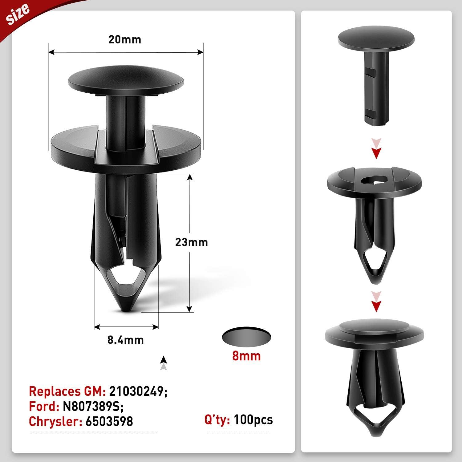 imageNilight 100PCS Front Bumper PushType Retainer Clips91503SZ3003 10mm1PC Bonus Fastener Remover for Honda and AcuraFor GM Ford Chrysler Dodge Jeep