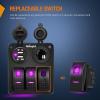 imageNilight 6 Pack Rocker Switches with Night Glow Stickers 5 PIN SPST Rocker Switches with Green Backlit 12V24V Toggle Switches for Cars Trucks RVs Boats Auto Motorcycles2 Years WarrantyPurple 3 PCS