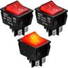 3PCS Rocker Switches Red LED