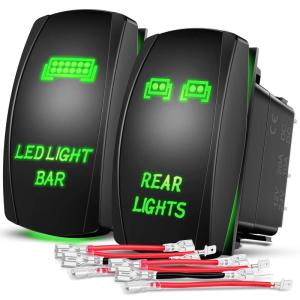 imageNilight 2 Pack Rear Lights Rocker Switch Led Light Bar Switches 5Pin Laser On Off SPST switches 20A12V 10A24V Blue with Jumper Wires Set for Cars Trucks RVsREAR LIGHTSLED LIGHT BAR GREEN