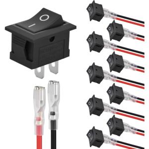 imageNilight 8PCS 12V 20A Round Blue Toggle LED Rocker Switch OnOff Control SPST 3Pins for 12V Car Truck Boat Marine OffRoad Vehicle with 24PCS Wires10PCS Mini ONOff Switch